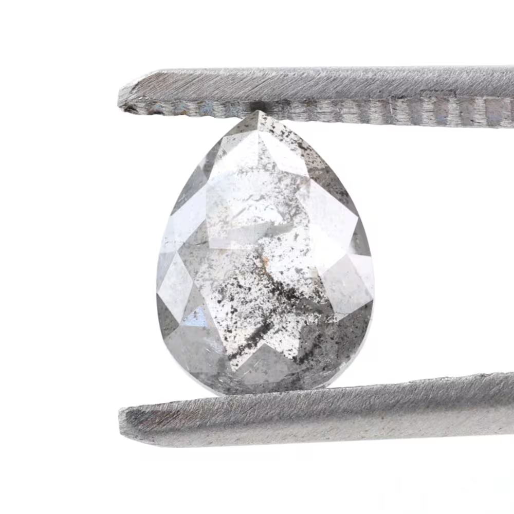 1.11 Ct Salt and Pepper Diamond, Natural Smokey Gray Color Pear Cut Loose Diamonds for Engagement Ring