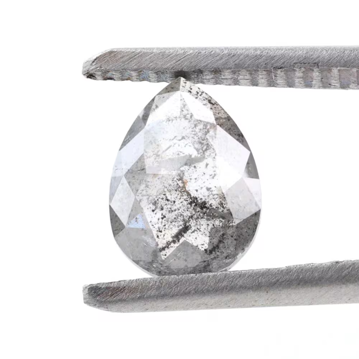 1.11 Ct Salt and Pepper Diamond, Natural Smokey Gray Color Pear Cut Loose Diamonds for Engagement Ring