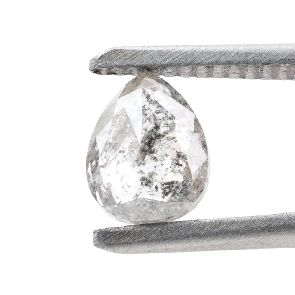 1.31 Ct Salt and Pepper Diamond, Natural Gray Color Pear Cut Loose Diamonds for Engagement Ring
