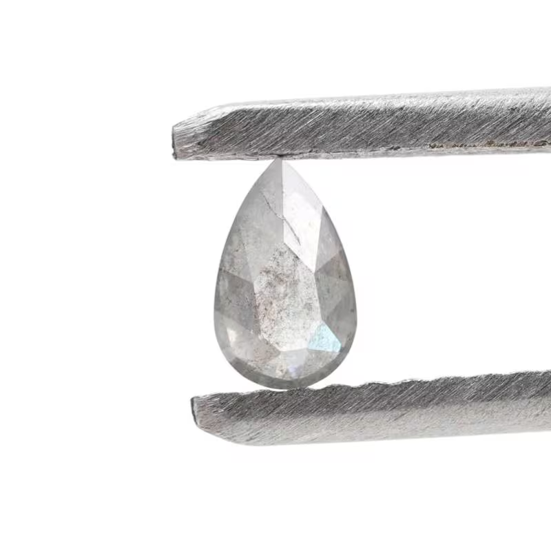 0.26 Ct Salt and Pepper Diamond, Natural Gray Color Pear Cut Loose Diamonds for Wedding Ring
