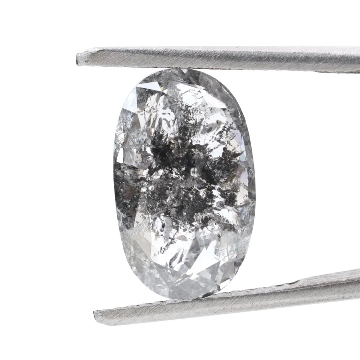 3.83 Ct Salt and Pepper Diamond, Natural Gray Smokey Oval Loose Diamonds for Minimalist Engagement Ring