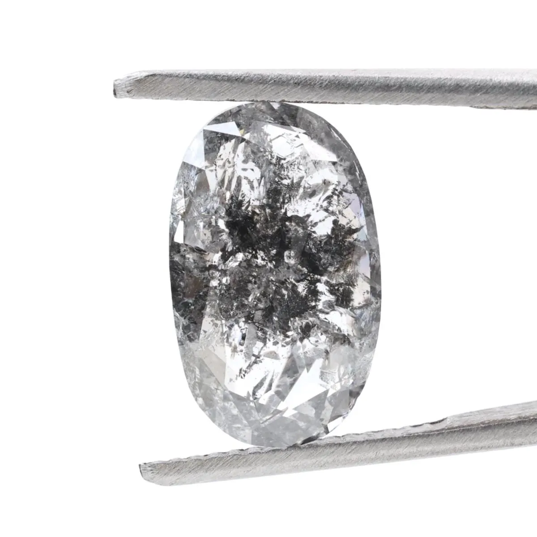 3.83 Ct Salt and Pepper Diamond, Natural Gray Smokey Oval Loose Diamonds for Minimalist Engagement Ring