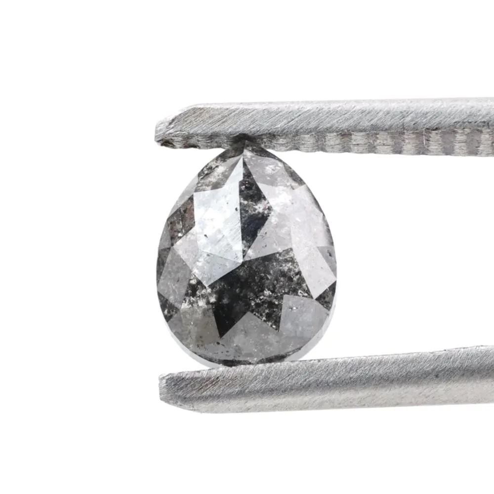 1.17 Ct Salt and Pepper Diamond, Natural Gray Color Pear Cut Loose Diamonds for Wedding Ring