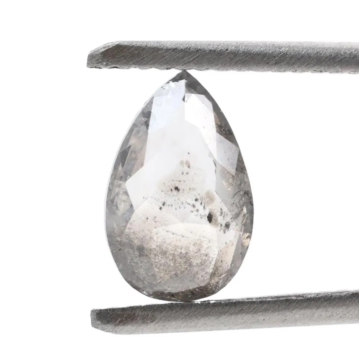 1.51 Ct Salt and Pepper Diamond, Natural Gray Color Pear Cut Loose Diamonds for Engagement Ring
