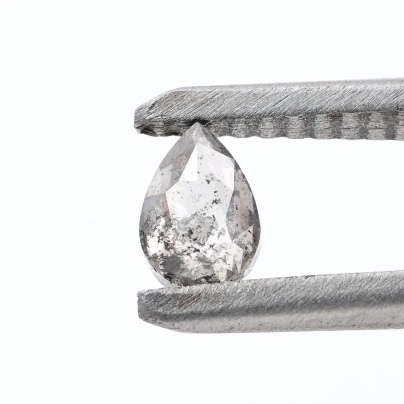 0.24 Ct Salt and Pepper Diamond, Natural Gray Color Pear Cut Loose Diamonds for Engagement Ring