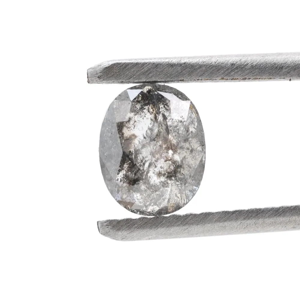 0.85 Ct Salt and Pepper Diamond, Natural Gray Smokey Oval Loose Diamonds for Minimalist Engagement Ring