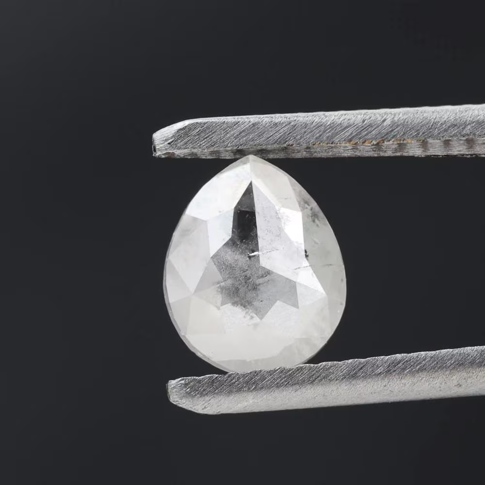 0.96 Ct Salt and Pepper Diamond, Natural Gray Color Pear Cut Loose Diamonds for Engagement Ring
