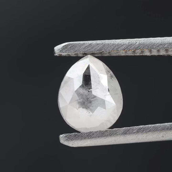 0.96 Ct Salt and Pepper Diamond, Natural Gray Color Pear Cut Loose Diamonds for Engagement Ring