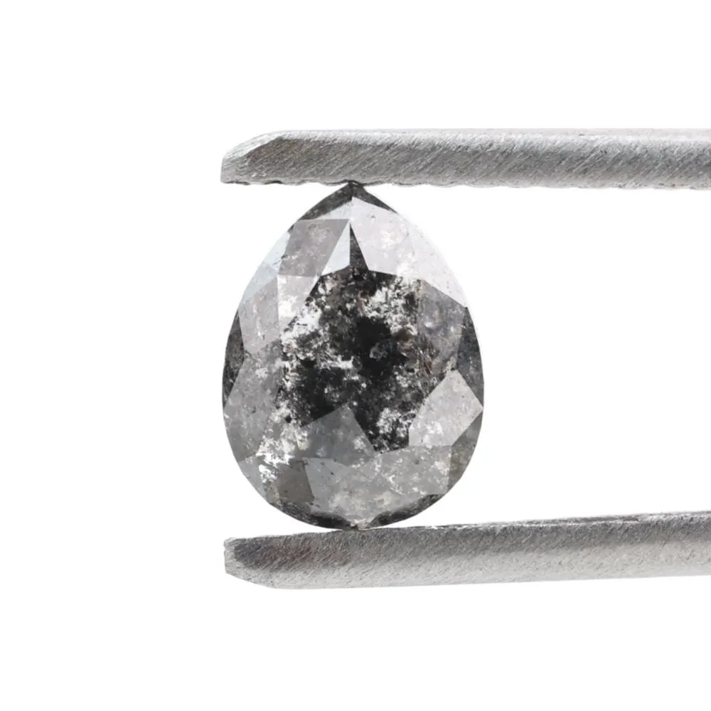 1.17 Ct Salt and Pepper Diamond, Natural Gray Color Pear Cut Loose Diamonds for Wedding Ring