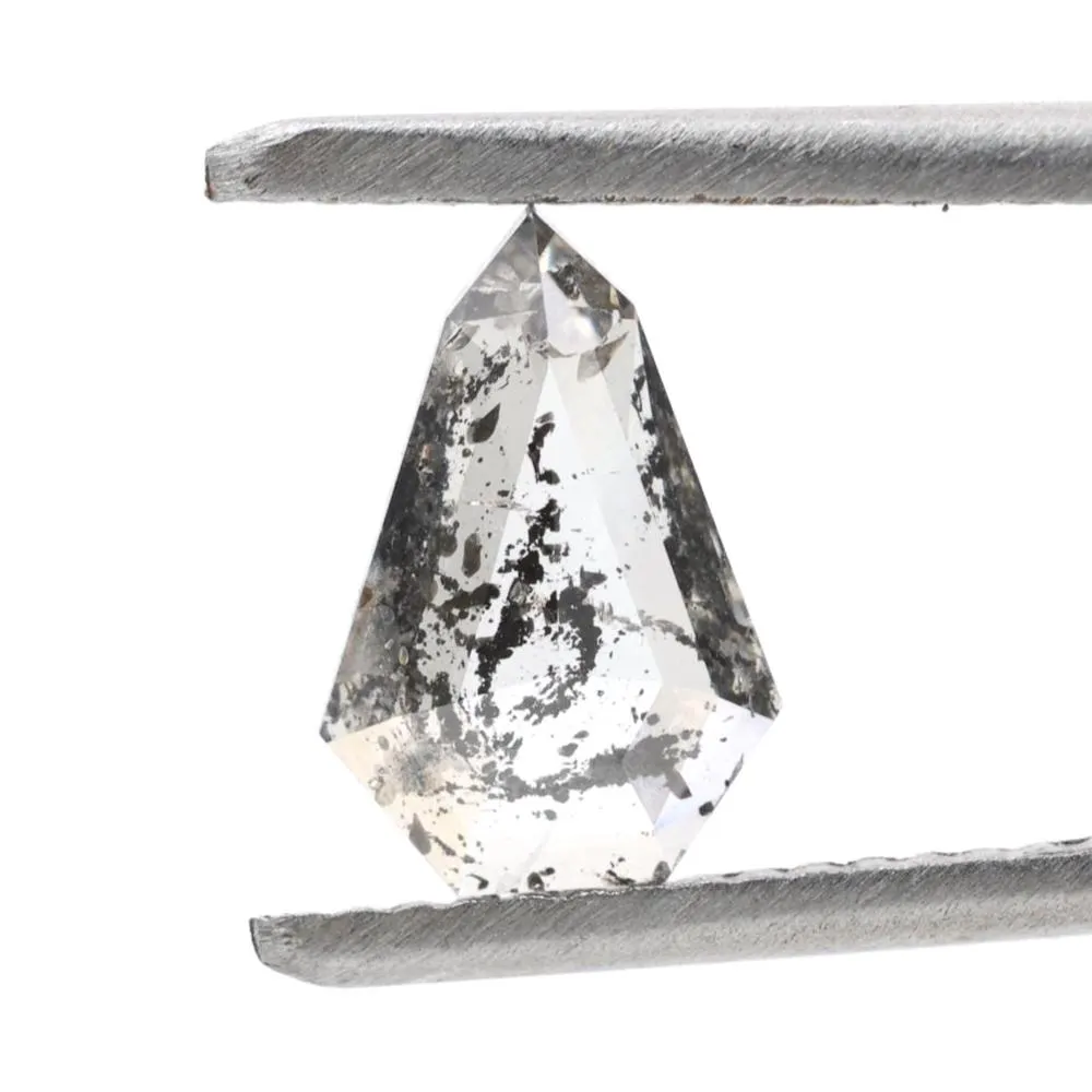 0.91 Ct Salt and Pepper Diamond, Natural Gray Shield Loose Diamonds for Engagement Ring