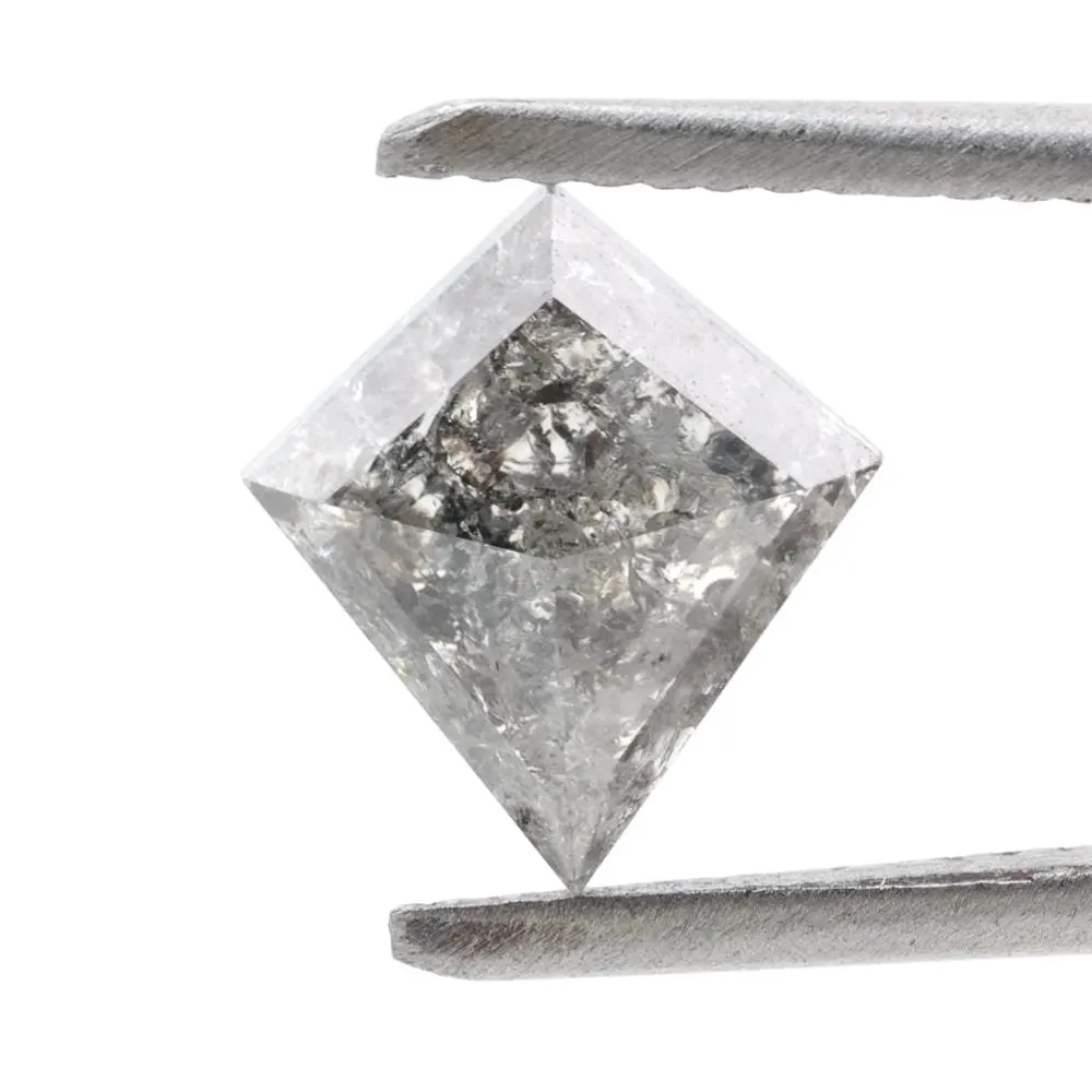 1.72 Ct Salt and Pepper Diamond, Natural Gray Kite Loose Diamonds for Engagement Ring
