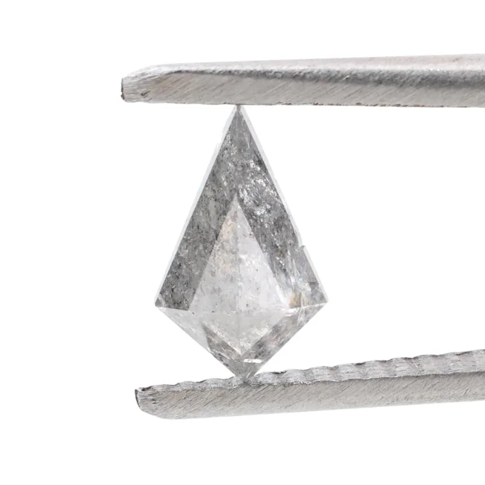 0.64 Ct Salt and Pepper Diamond, Natural Gray Kite Loose Diamonds for Engagement Ring