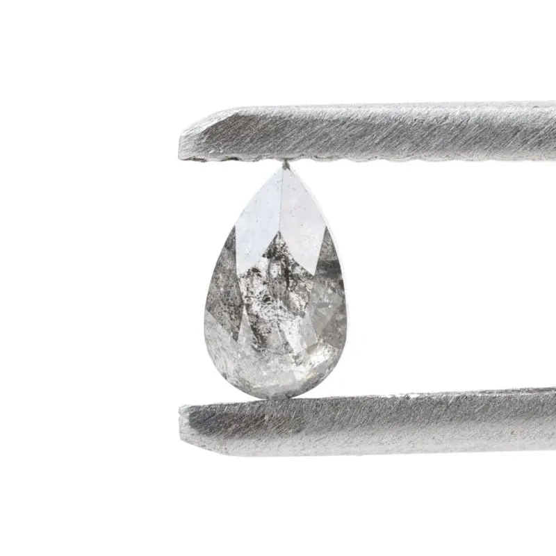0.27 Ct Salt and Pepper Diamond, Natural Gray Color Pear Cut Loose Diamonds for Wedding Ring