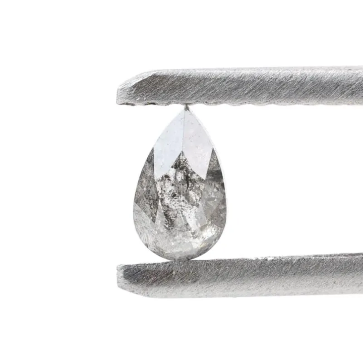 0.27 Ct Salt and Pepper Diamond, Natural Gray Color Pear Cut Loose Diamonds for Wedding Ring