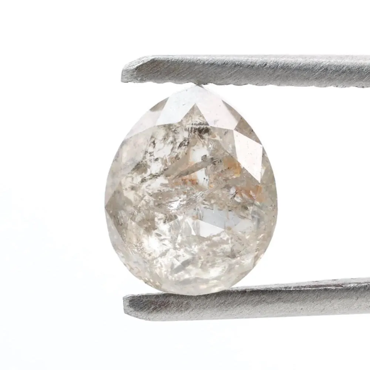 2.24 Ct Salt and Pepper Diamond, Natural Gray Color Pear Cut Loose Diamonds for Engagement Ring
