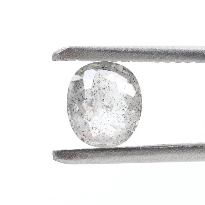 0.97 Ct Salt and Pepper Diamond, Natural Gray Smokey Oval Loose Diamonds for Minimalist Engagement Ring