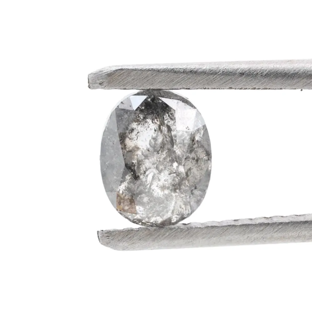 0.85 Ct Salt and Pepper Diamond, Natural Gray Smokey Oval Loose Diamonds for Minimalist Engagement Ring
