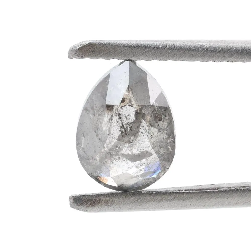 1.22 Ct Salt and Pepper Diamond, Natural Gray Color Pear Cut Loose Diamonds for Engagement Ring