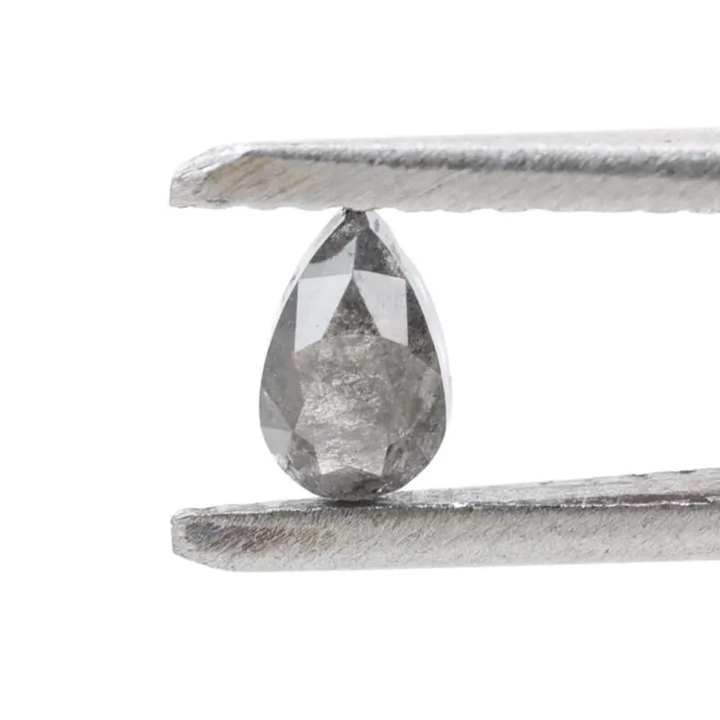 0.25 Ct Salt and Pepper Diamond, Natural Gray Color Pear Cut Loose Diamonds for Engagement Ring