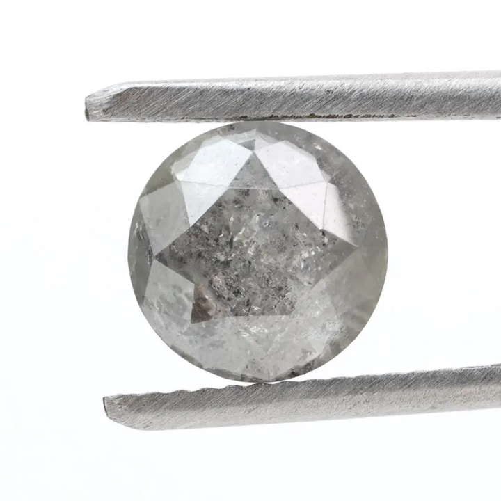 2.47 Carat Salt and Pepper Diamond, Natural Gray Round Loose Diamonds for Engagement Ring