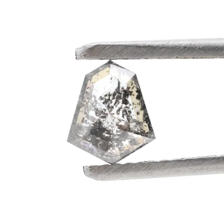 0.81 Ct Salt and Pepper Diamond, Natural Gray Shield Loose Diamonds for Engagement Ring