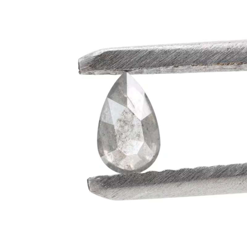 0.26 Ct Salt and Pepper Diamond, Natural Gray Color Pear Cut Loose Diamonds for Wedding Ring