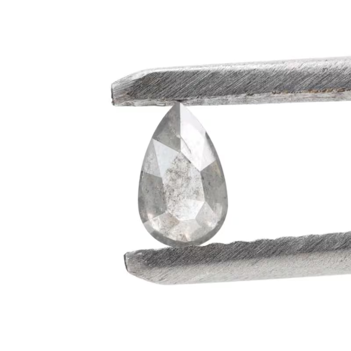 0.26 Ct Salt and Pepper Diamond, Natural Gray Color Pear Cut Loose Diamonds for Wedding Ring