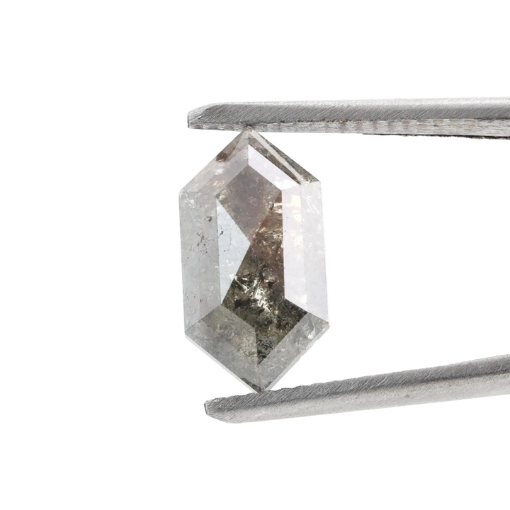 3.12 Ct Salt and Pepper Diamond, Natural Gray Hexagon Cut Loose Diamonds for Engagement Ring