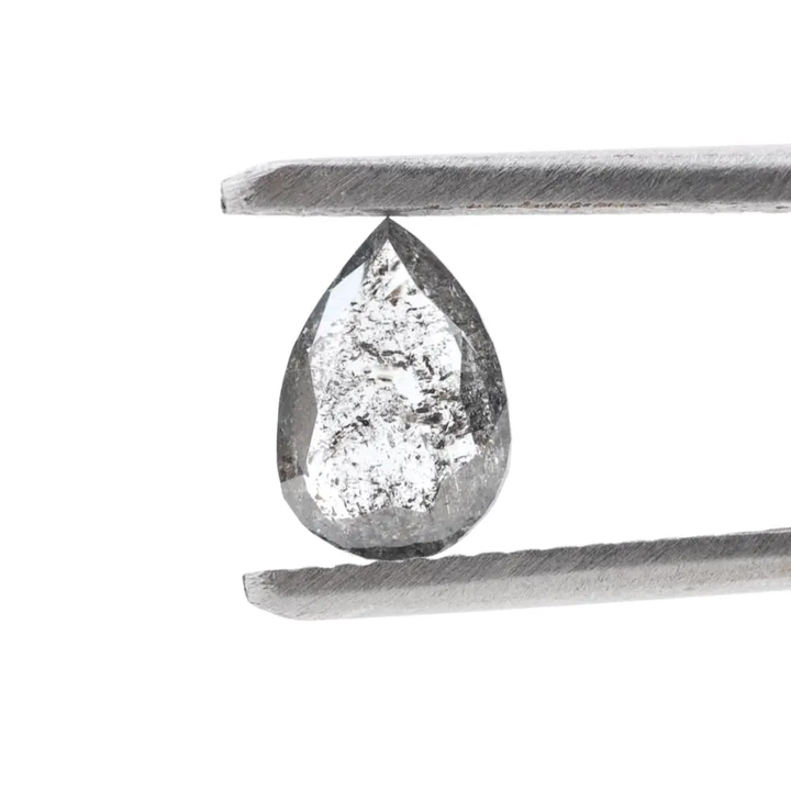 0.68 Ct Salt and Pepper Diamond, Natural Gray Color Pear Cut Loose Diamonds for Engagement Ring