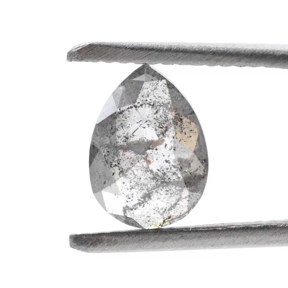 1.11 Ct Salt and Pepper Diamond, Natural Smokey Gray Color Pear Cut Loose Diamonds for Engagement Ring