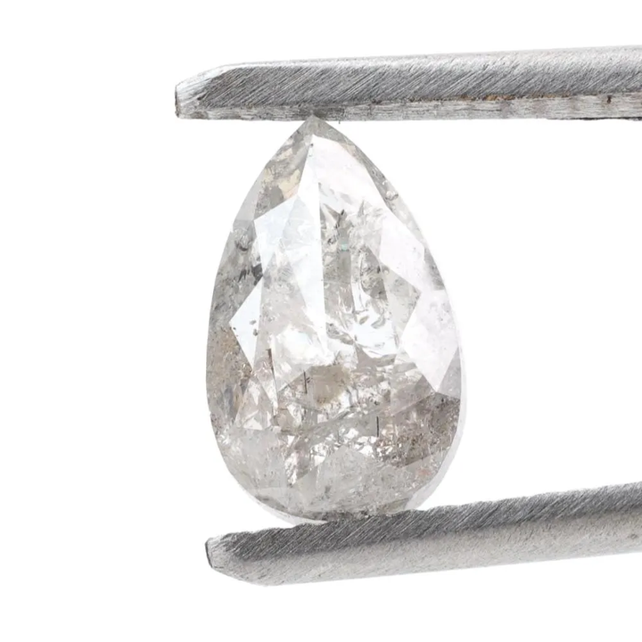 1.62 Ct Salt and Pepper Diamond, Natural Gray Color Pear Cut Loose Diamonds for Engagement Ring