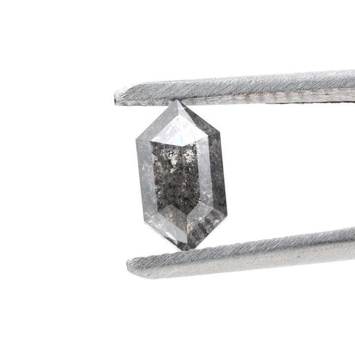 1.19 Ct Salt and Pepper Diamond, Natural Gray Color Hexagon Cut Loose Diamonds for Wedding Ring