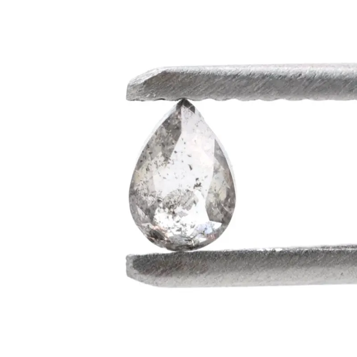 0.24 Ct Salt and Pepper Diamond, Natural Gray Color Pear Cut Loose Diamonds for Engagement Ring