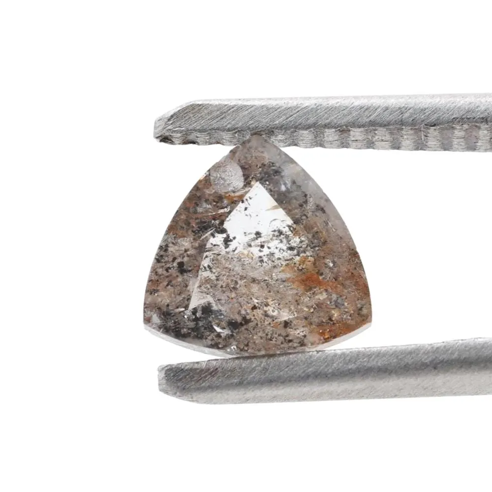 0.91 Ct Salt and Pepper Diamond, Natural Gray Trillion Loose Diamonds for Engagement Ring
