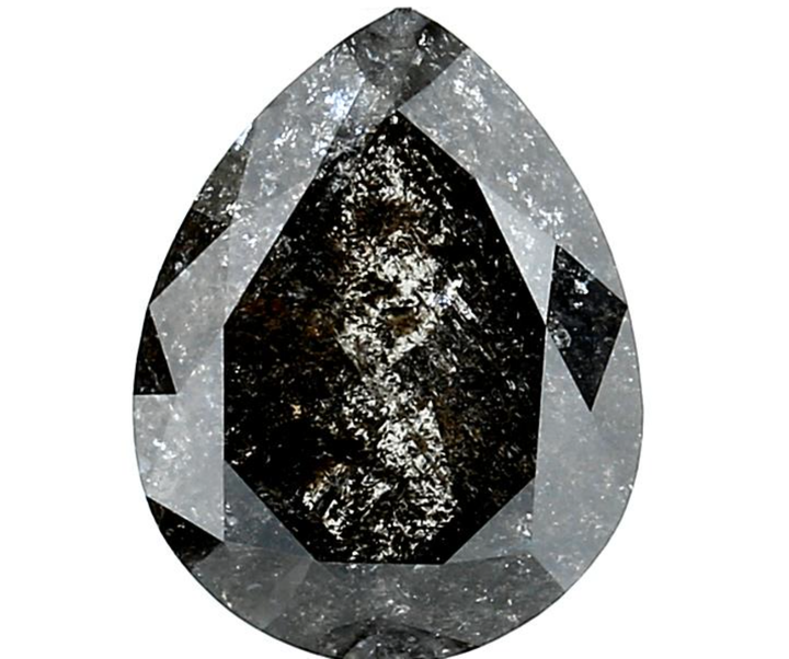 Salt and Pepper Diamond, 5.17 Ct Natural Gray Color Pear Cut Loose Diamond for Engagement Ring