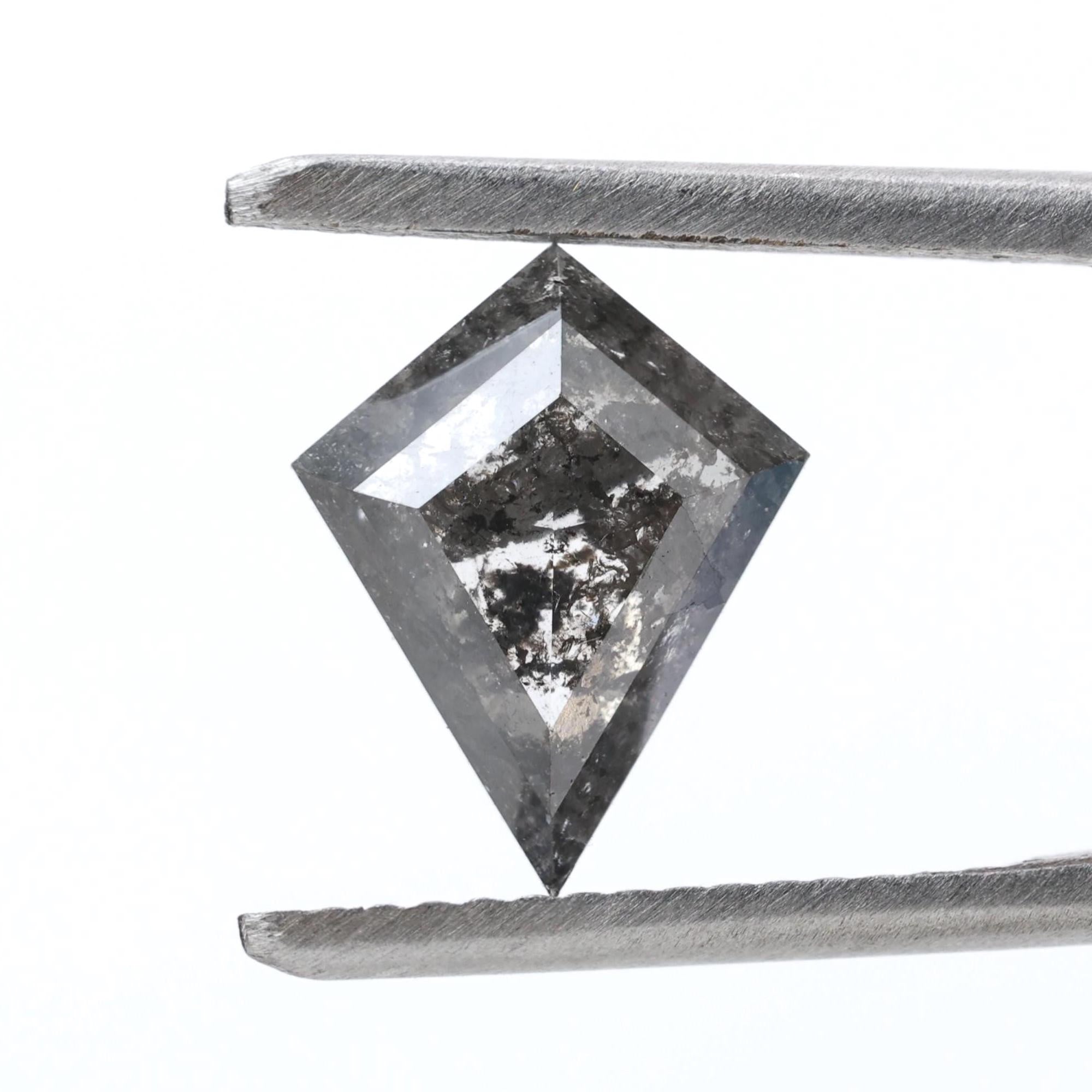 1.35 Carat Salt and Pepper Diamond, Natural Gray Kite Loose Diamonds for Engagement Ring