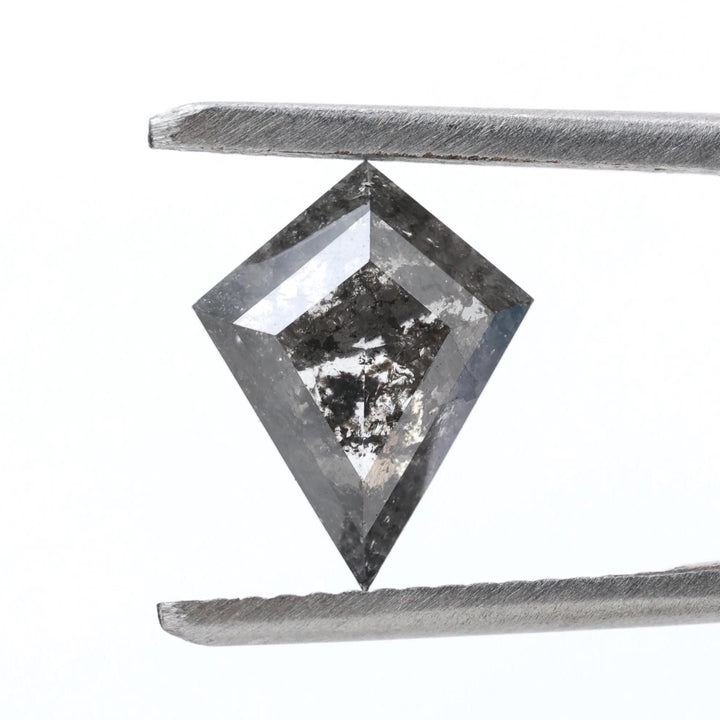1.35 Carat Salt and Pepper Diamond, Natural Gray Kite Loose Diamonds for Engagement Ring