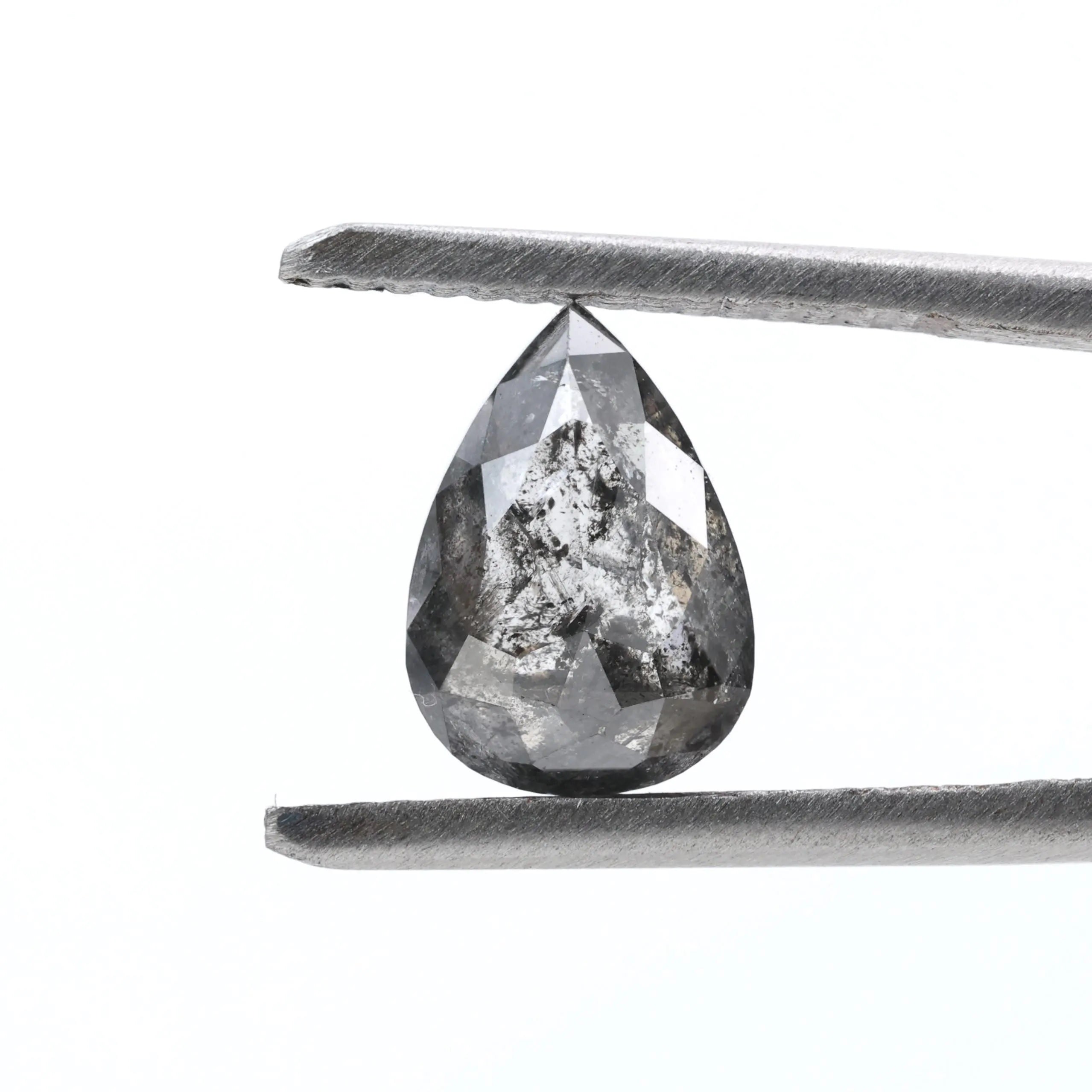 1.90 Ct Salt and Pepper Diamond, Natural Gray Color Pear Cut Loose Diamonds for Engagement Ring