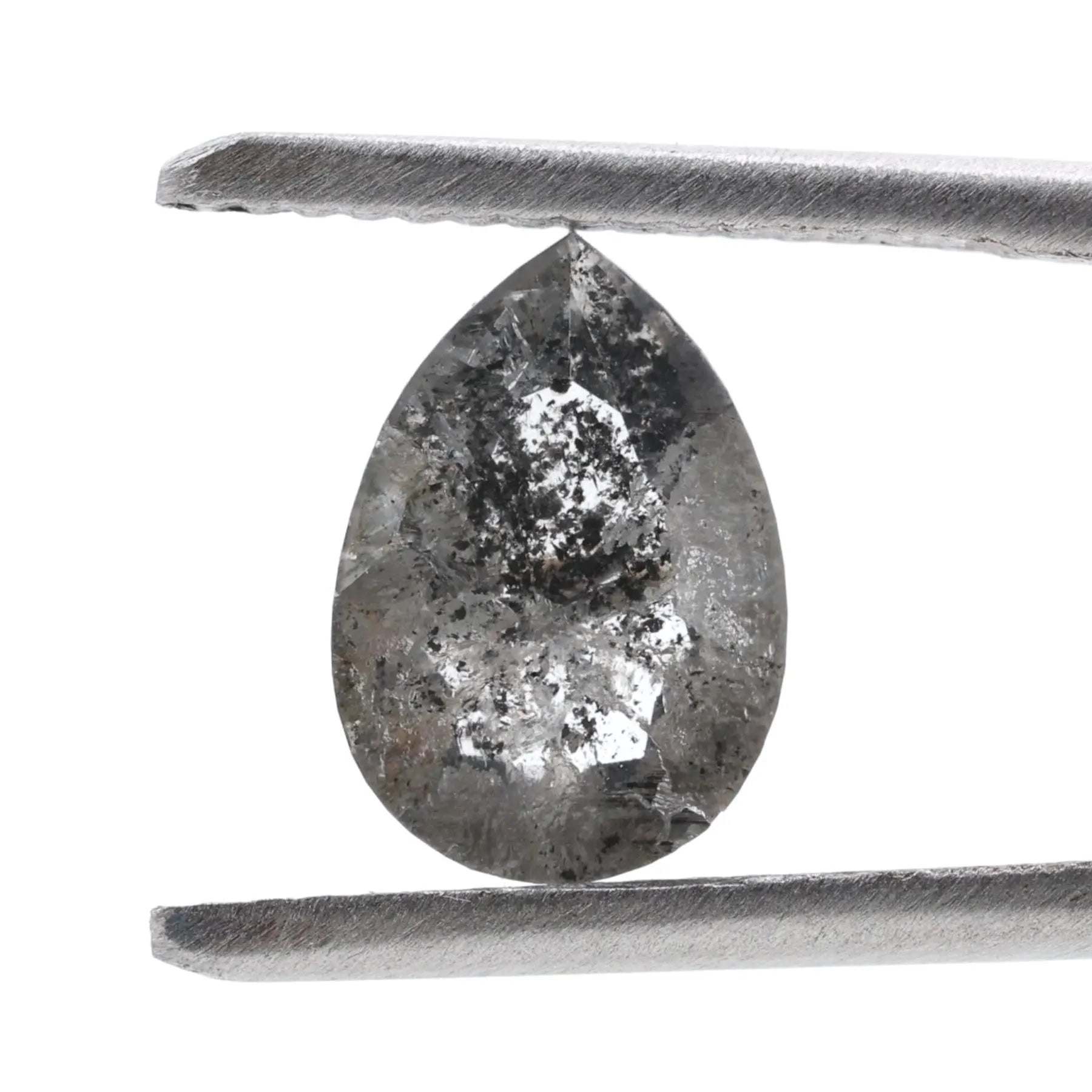 1.76 Ct Salt and Pepper Diamond, Natural Gray Color Pear Cut Loose Diamonds for Engagement Ring