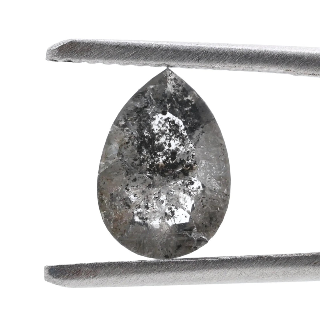 1.76 Ct Salt and Pepper Diamond, Natural Gray Color Pear Cut Loose Diamonds for Engagement Ring