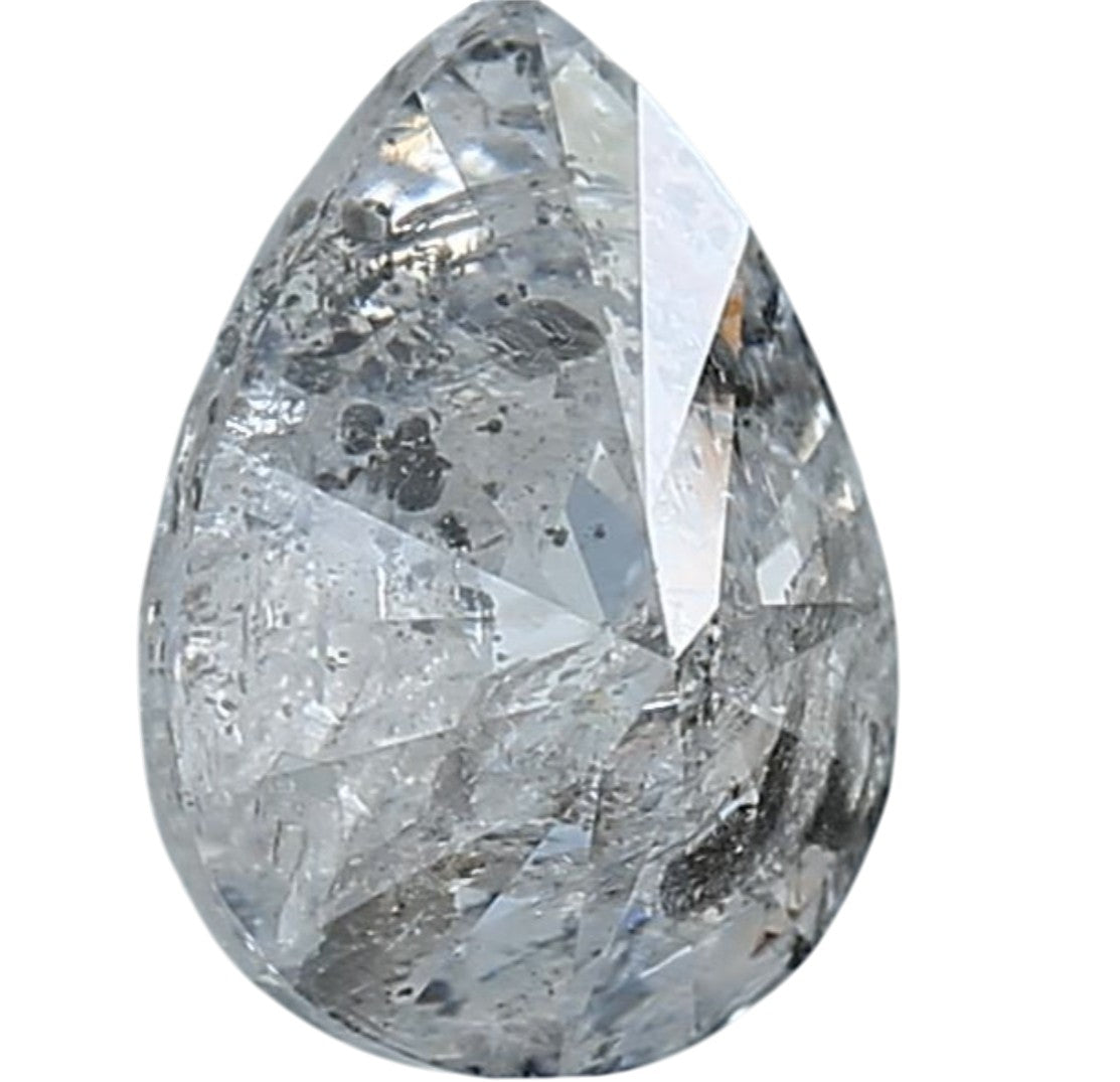 2.26 Ct Salt and Pepper Diamond, Natural Gray Color Pear Cut Loose Diamonds for Engagement Ring