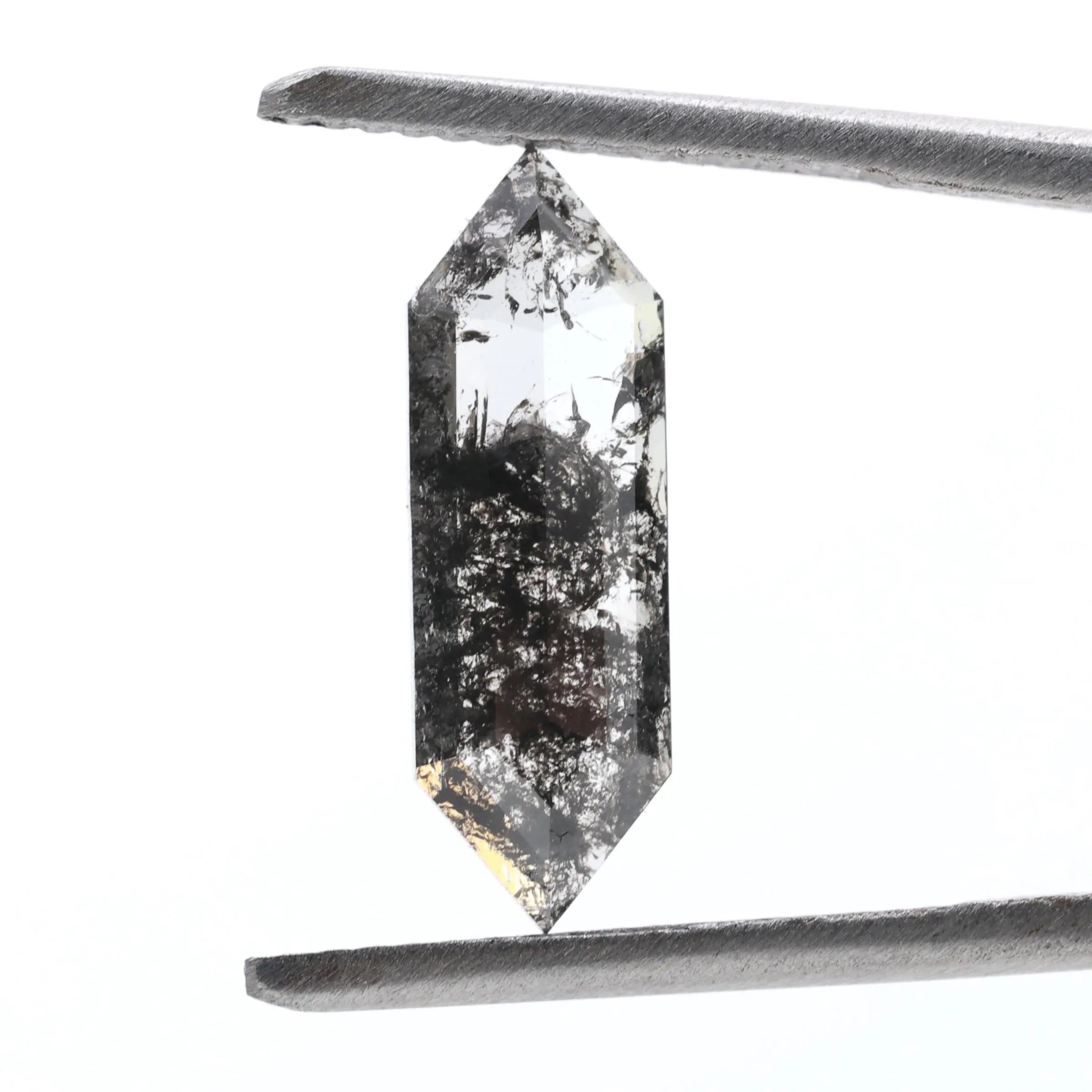1.65 Ct Salt and Pepper Diamond, Natural Gray Hexagon Cut Loose Diamonds for Minimalist Engagement Ring