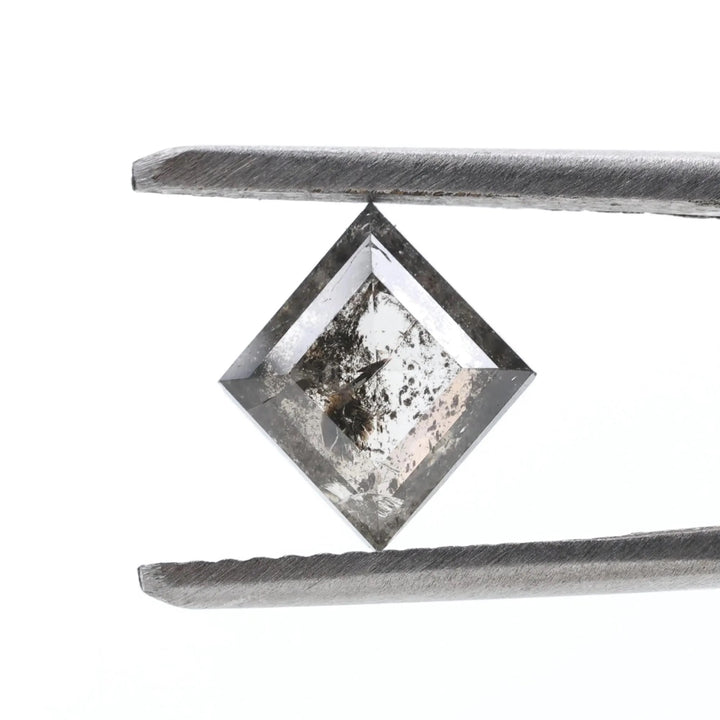 1.27 Carat Salt and Pepper Diamond, Natural Gray Square Loose Diamonds for Minimalist Engagement Ring