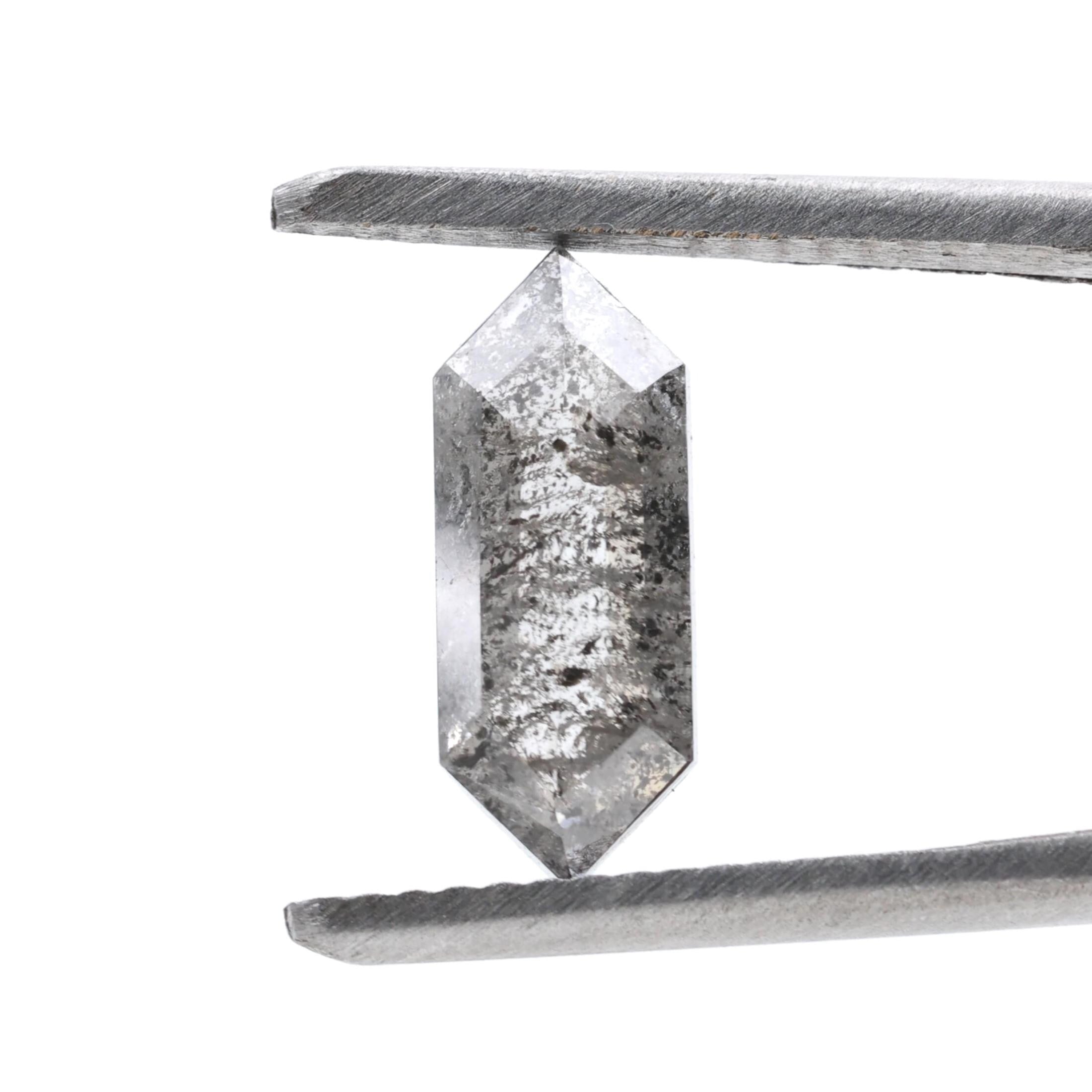 1.49 Ct Salt and Pepper Diamond, Natural Gray Hexagon Cut Loose Diamonds for Minimalist Engagement Ring