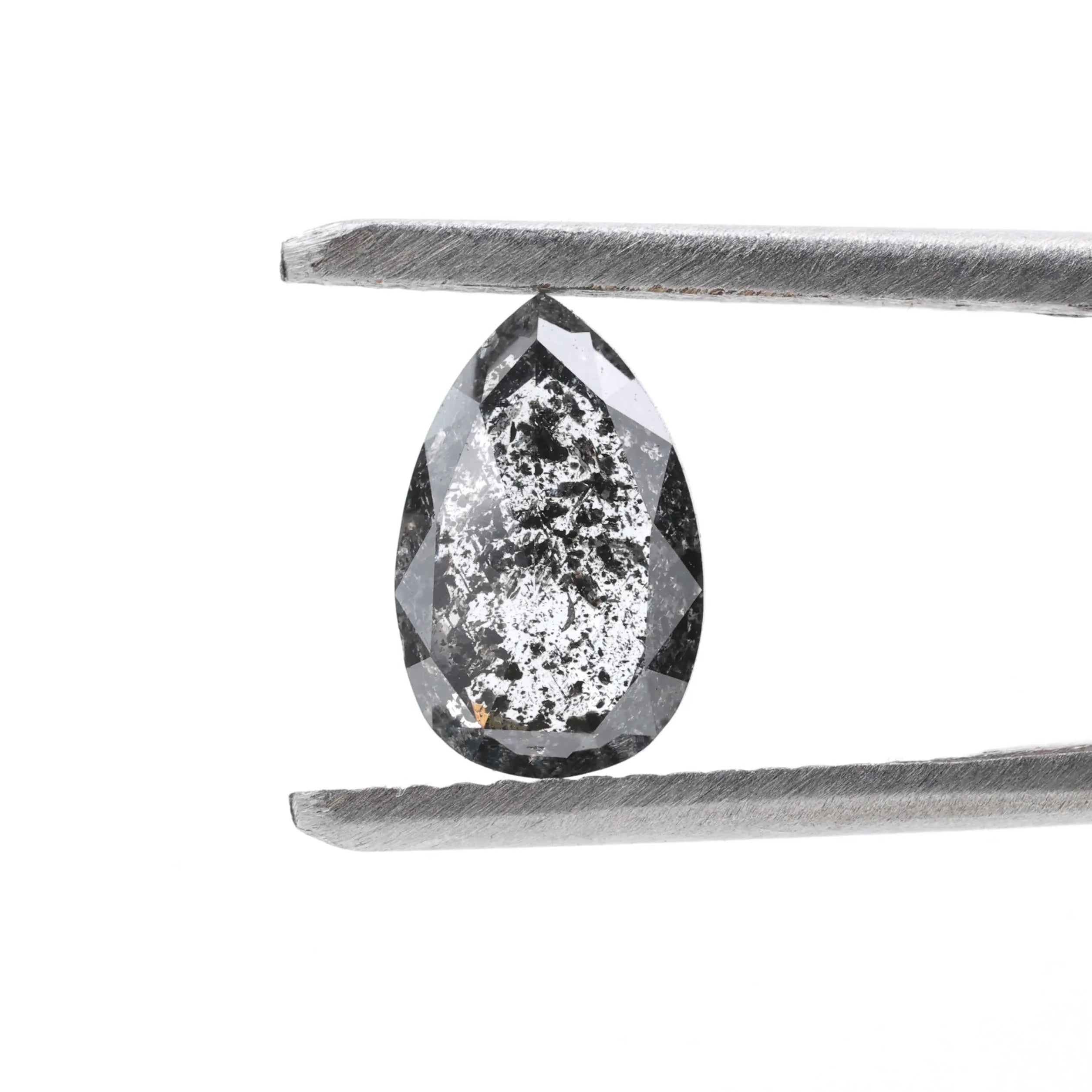 1.05 Ct Salt and Pepper Diamond, Natural Gray Pear Cut Loose Diamonds for Engagement Ring