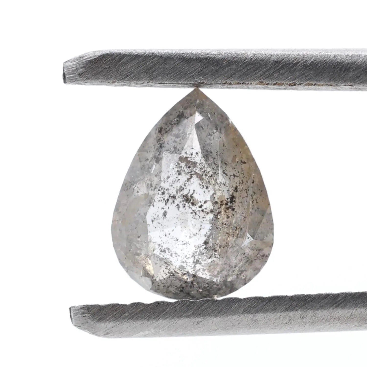 0.85 Ct Salt and Pepper Diamond, Natural Gray Color Pear Cut Loose Diamonds for Engagement Ring