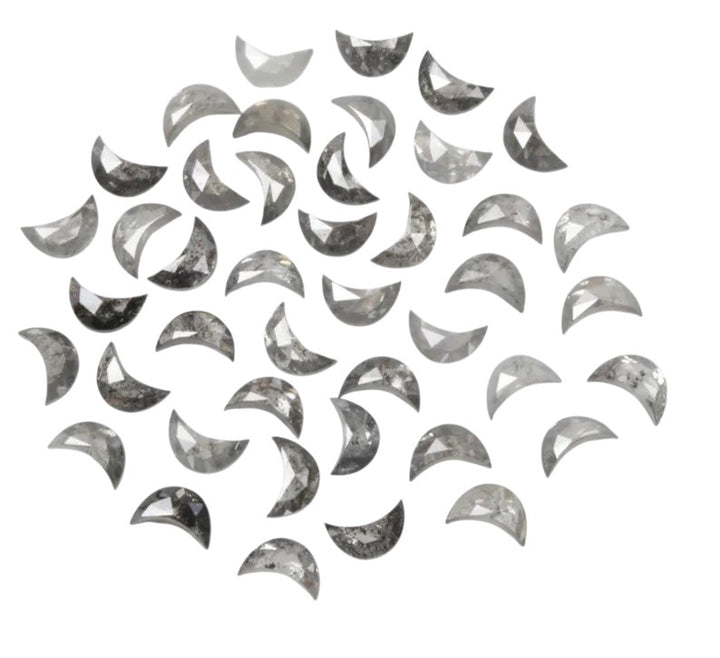 1.00 Ct Salt and Pepper Diamond, 4.00 MM – Natural Gray Color Half Moon For Jewelery