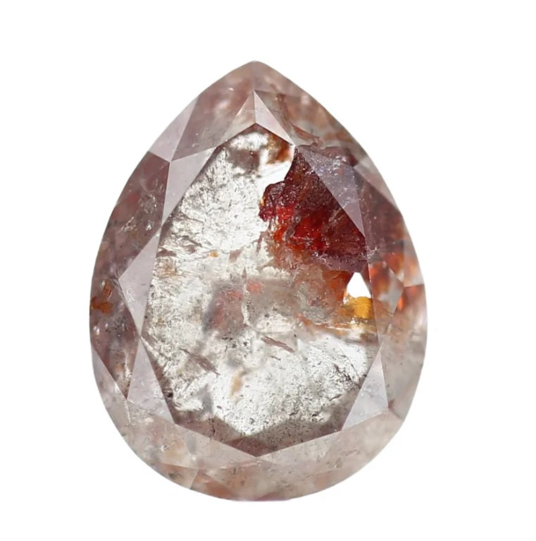 3.77 ct Salt and Pepper Diamond, Natural Brown Red Color Pear Cut Loose Diamond for Jewelry