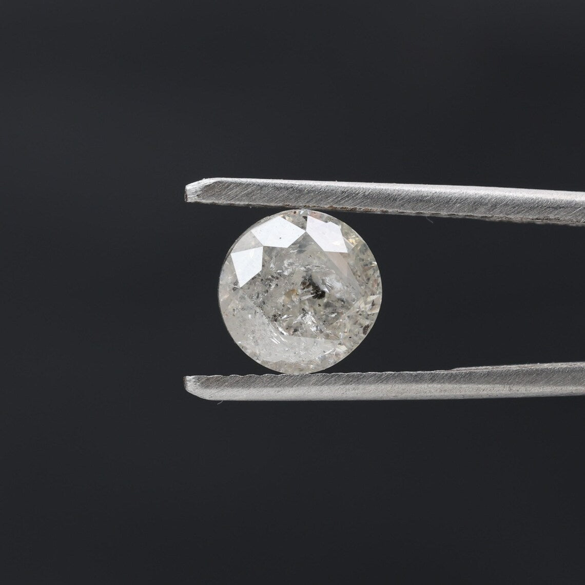2.25 Carat Salt and Pepper Diamond, Natural Gray Round Loose Diamonds for Minimalist Engagement Ring