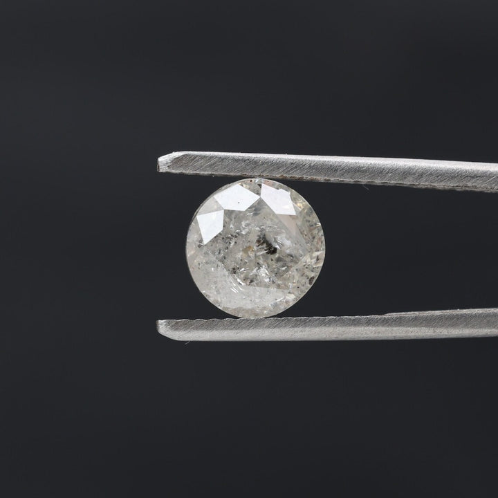 2.25 Carat Salt and Pepper Diamond, Natural Gray Round Loose Diamonds for Minimalist Engagement Ring